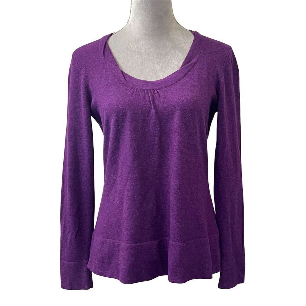 Banana Republic Purple Cashmere Wool Knit Sweater M Quiet Luxury Warm Cozy